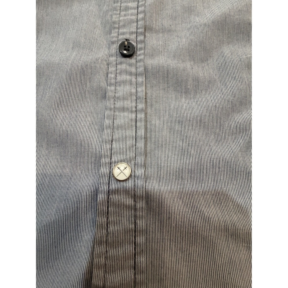 Drill Clothing Company Mens Small Blue White Striped Roll Tab Button Down Shirt - Picture 3 of 8